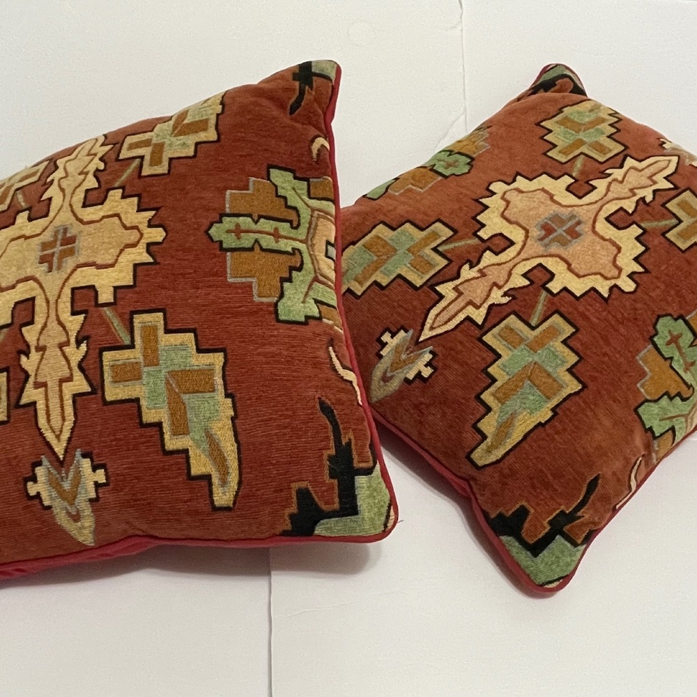 Vintage throw pillow pair southwest native style 18”x18”